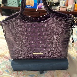 Purple leather satchel